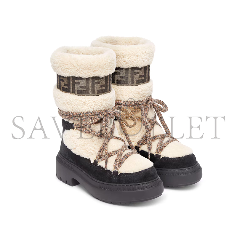 F**di apres chic white sheepskin and black suede boots 8t8591aossf1qjh